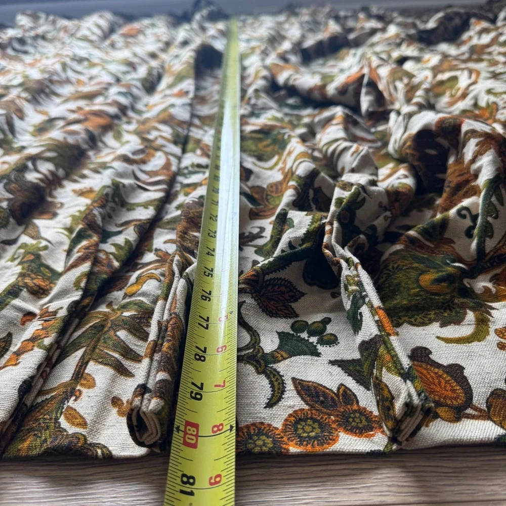Vintage 70s Floral Paisley Pinch Pleat Curtains 2 Panels 81